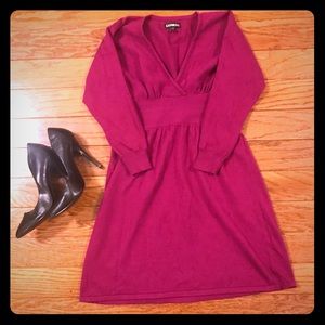 Express Three Quarter Sleeve Magenta Dress